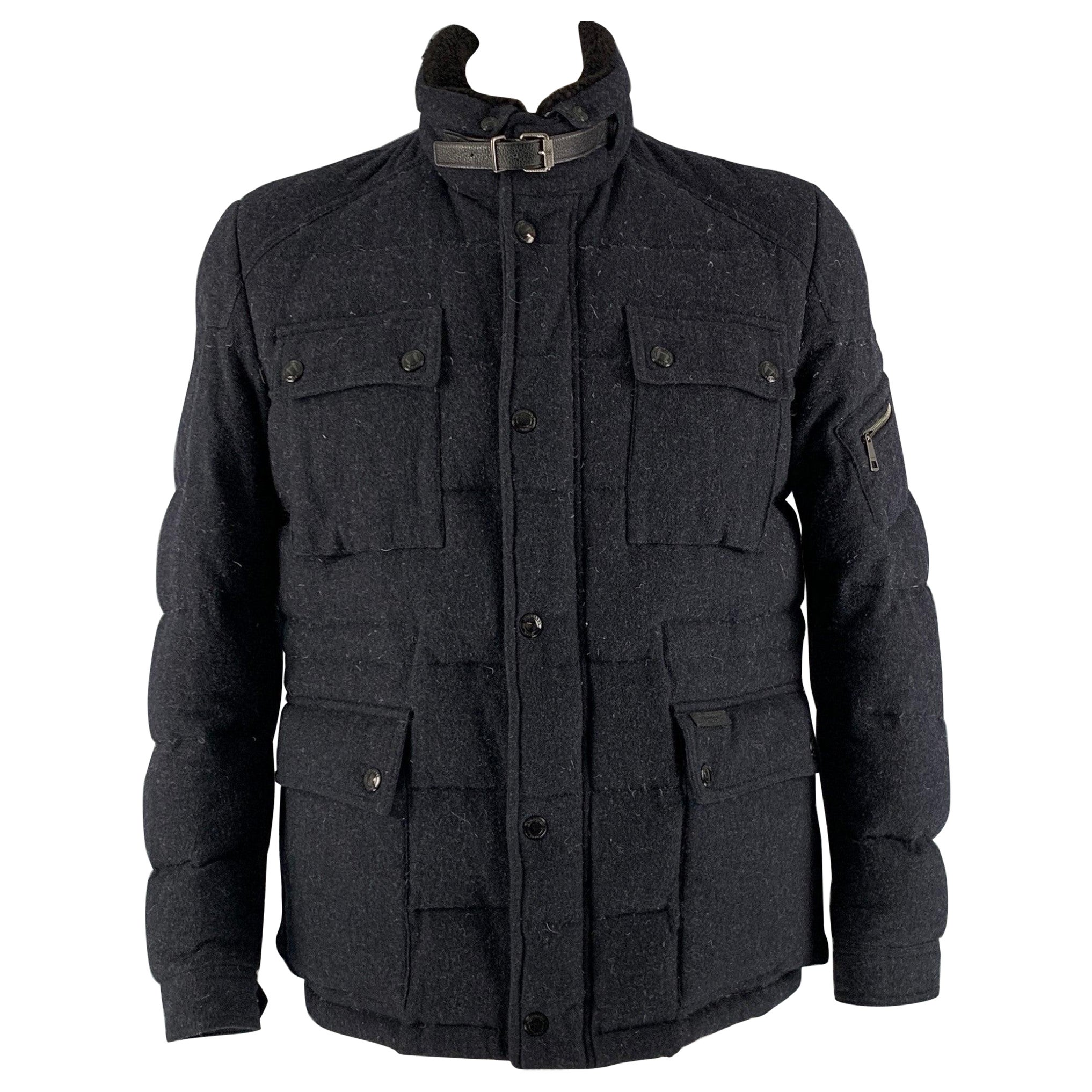 BURBERRY BRIT  Size L Navy Quilted Wool  Polyamide Jacket For Sale