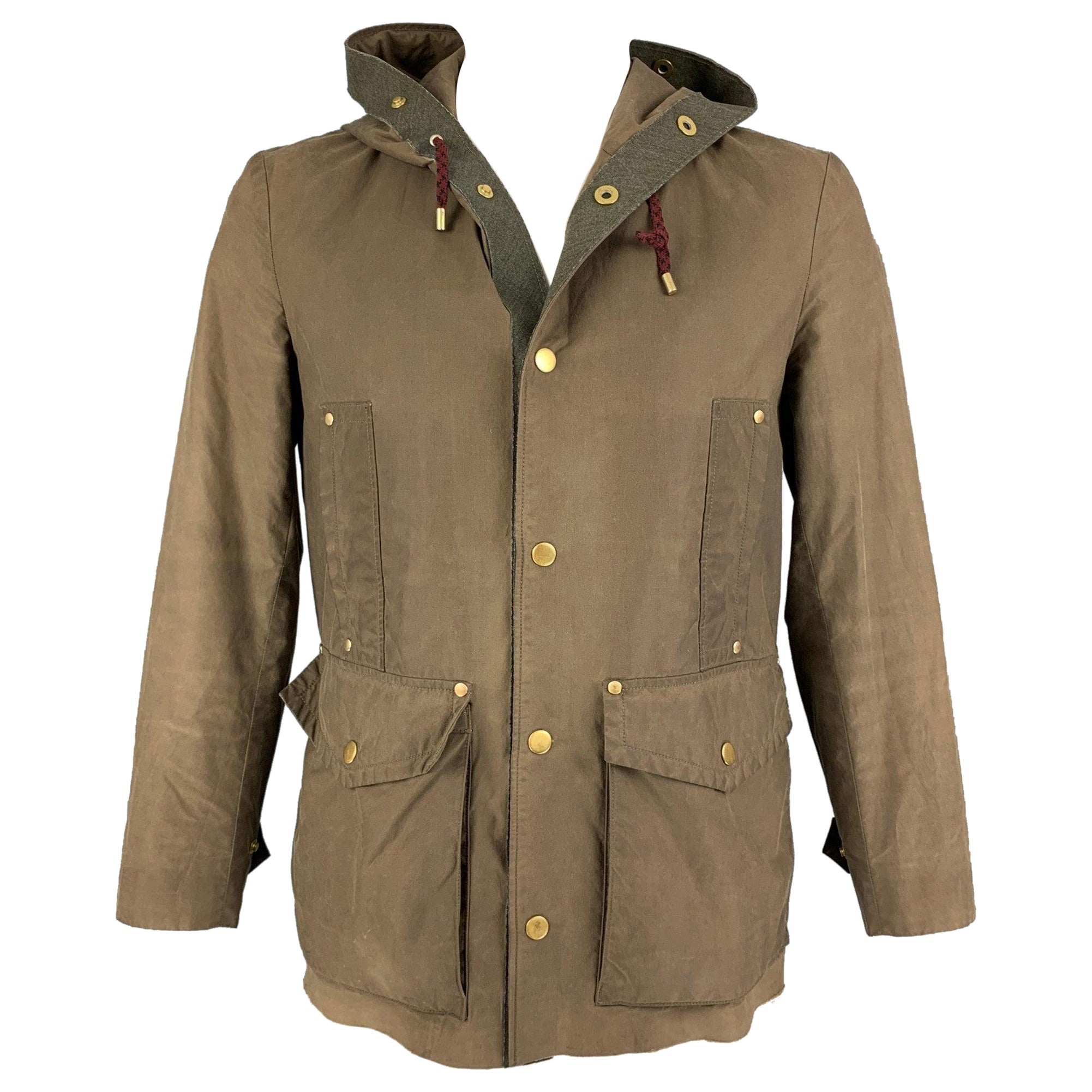 MARC JACOBS Size XS Olive Cotton Hooded Jacket For Sale