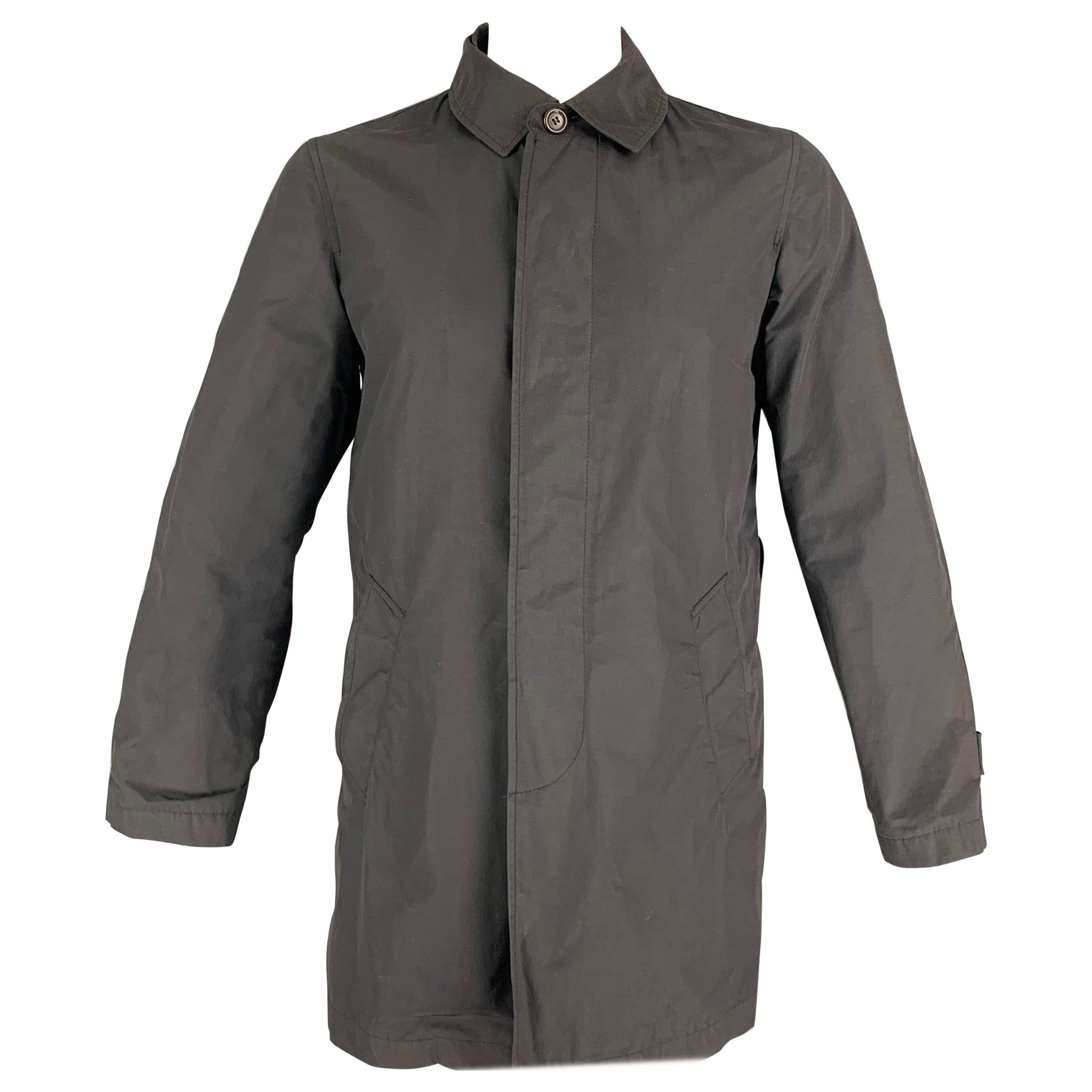 PAUL SMITH Size M Black Cotton / Nylon Trench Jacket For Sale