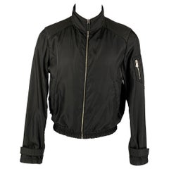 PRADA Chest Size 40 Size 40 Black Nylon Bomber Jacket