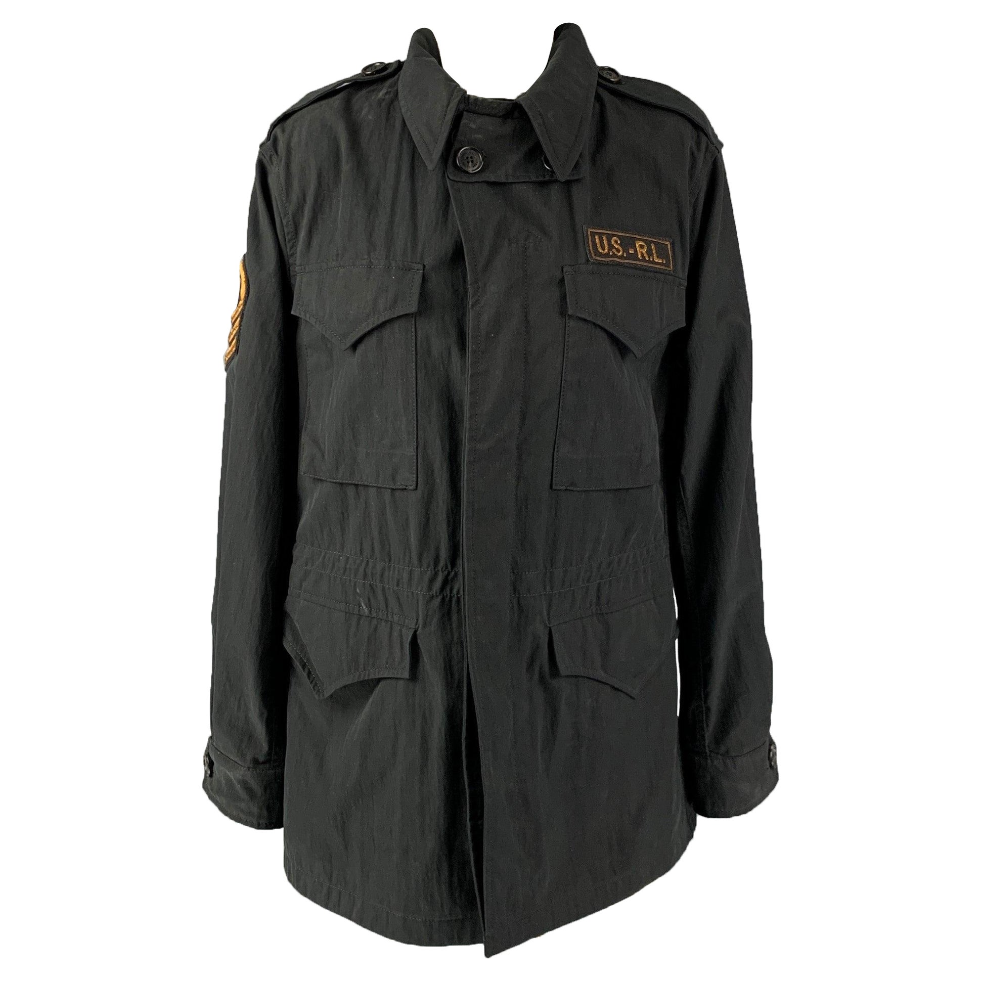 RALPH LAUREN Size 8 Black Cotton Blend Embellishment Jacket For Sale