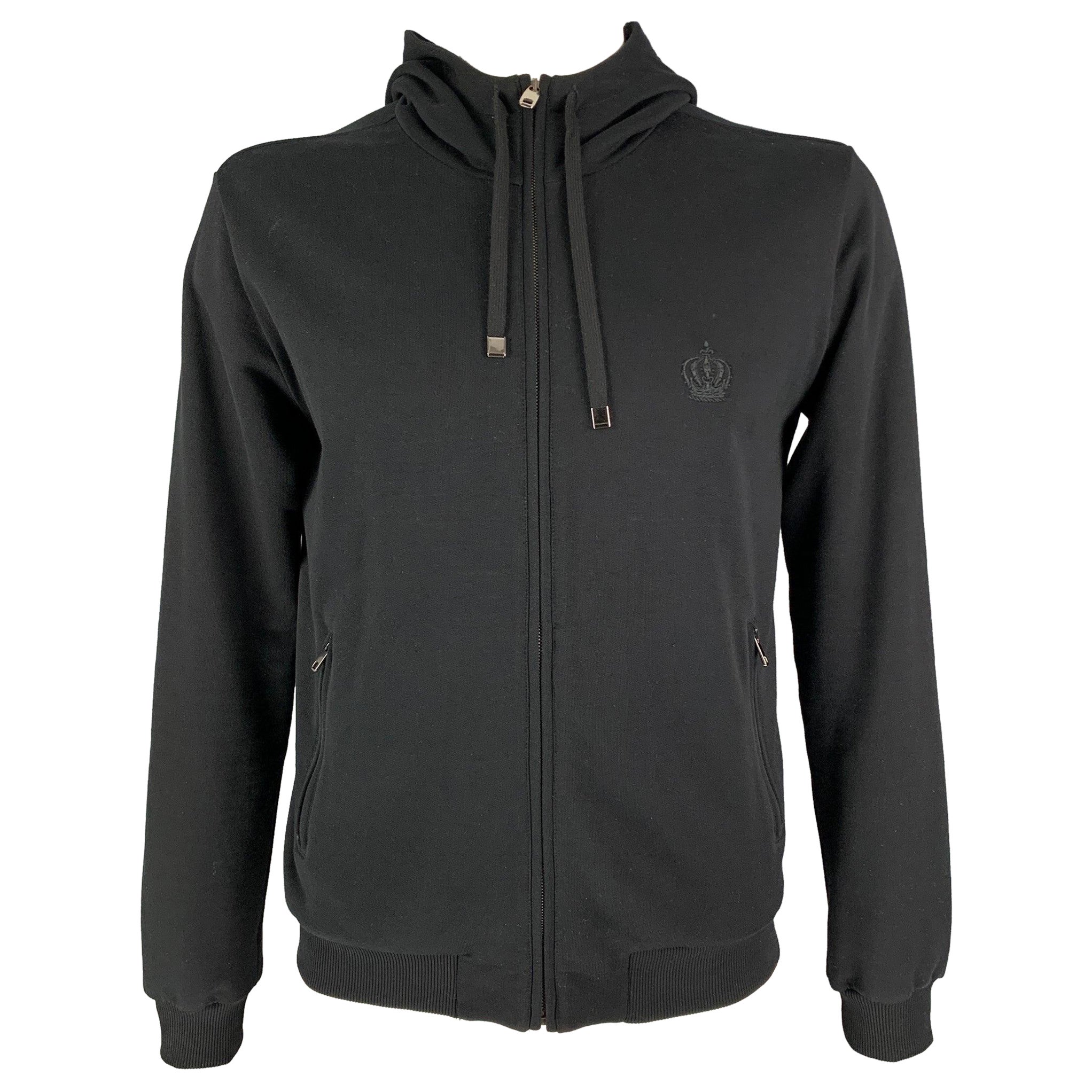 DOLCE & GABBANA Size 40 Black Cotton Hoodie Jacket For Sale