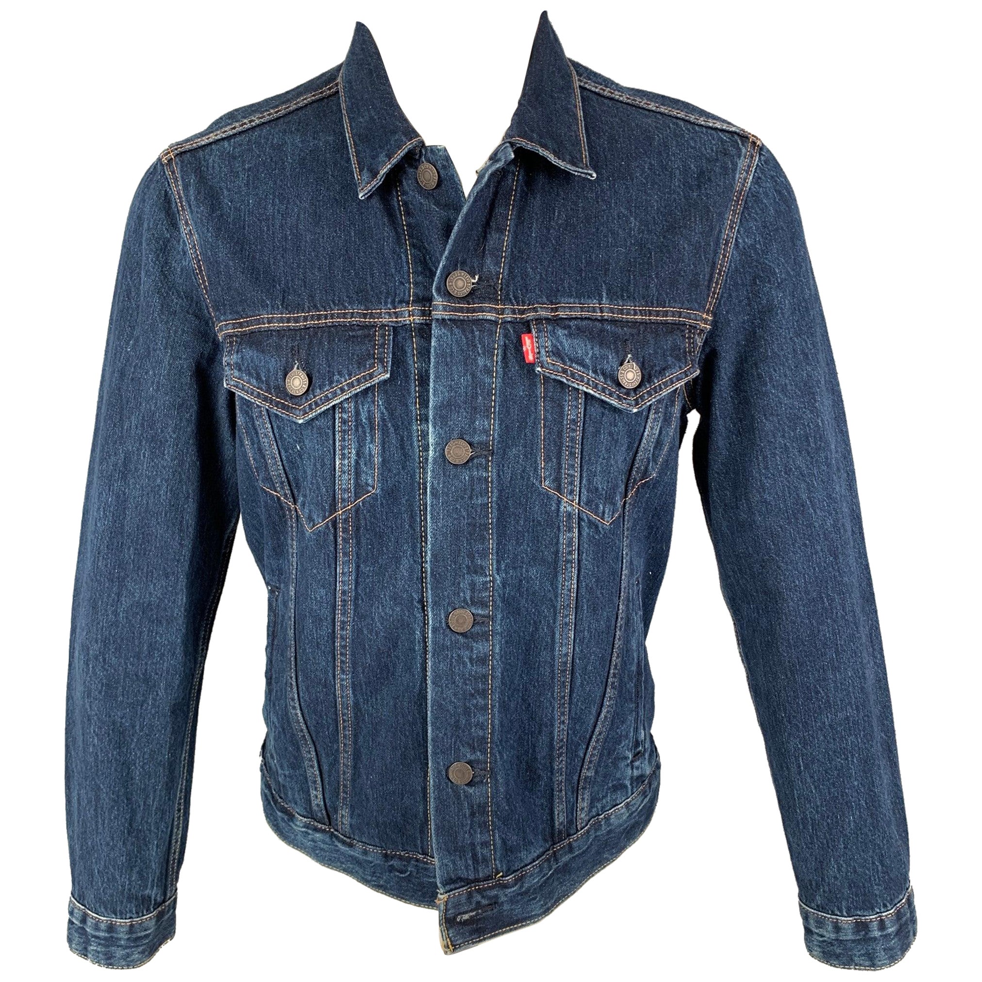 LEVI'S Size M Blue Cotton Trucker Jacket For Sale