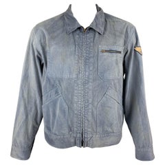 RRL by RALPH LAUREN - Veste zippée en coton lavé bleu clair, taille XL