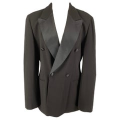 Used GIORGIO ARMANI Size L Black Wool Double Breasted Jacket