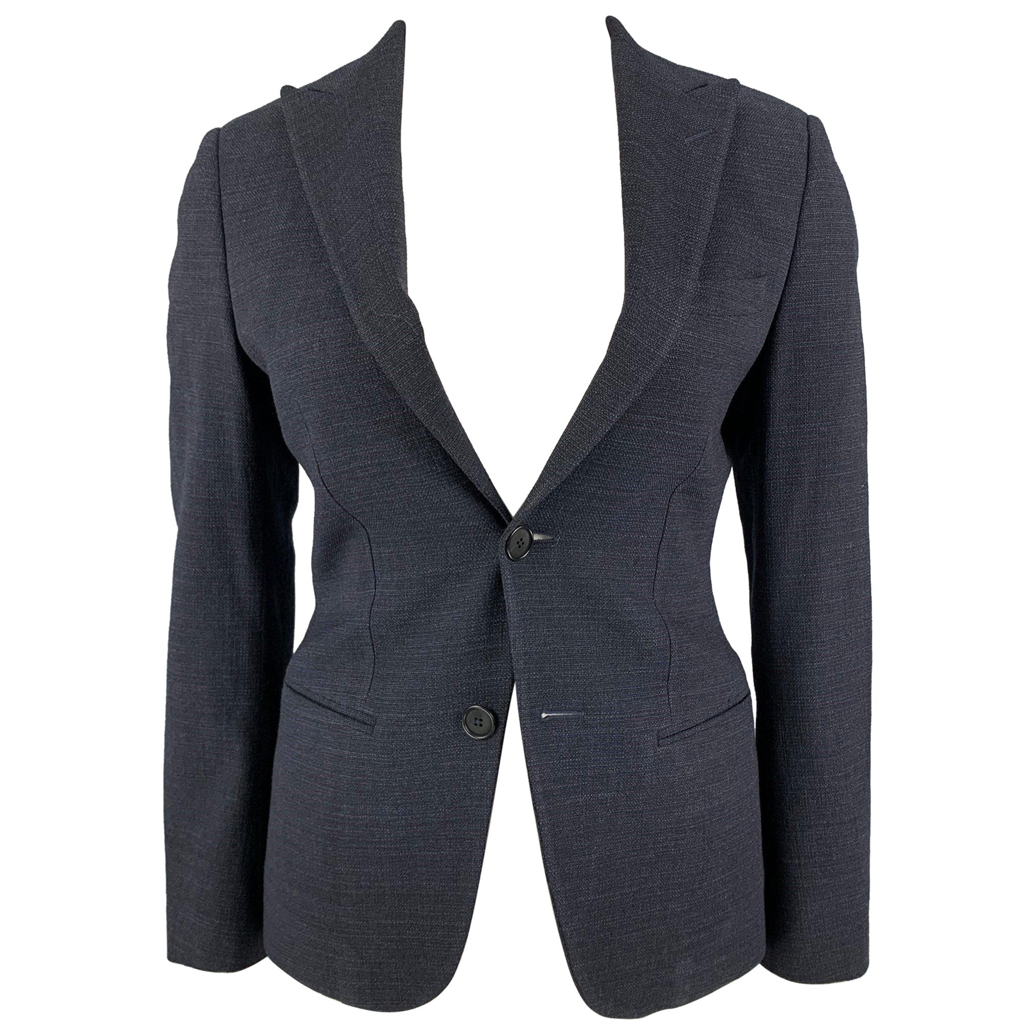 GIORGIO ARMANI Size 10 Navy Wool Jacket Blazer For Sale