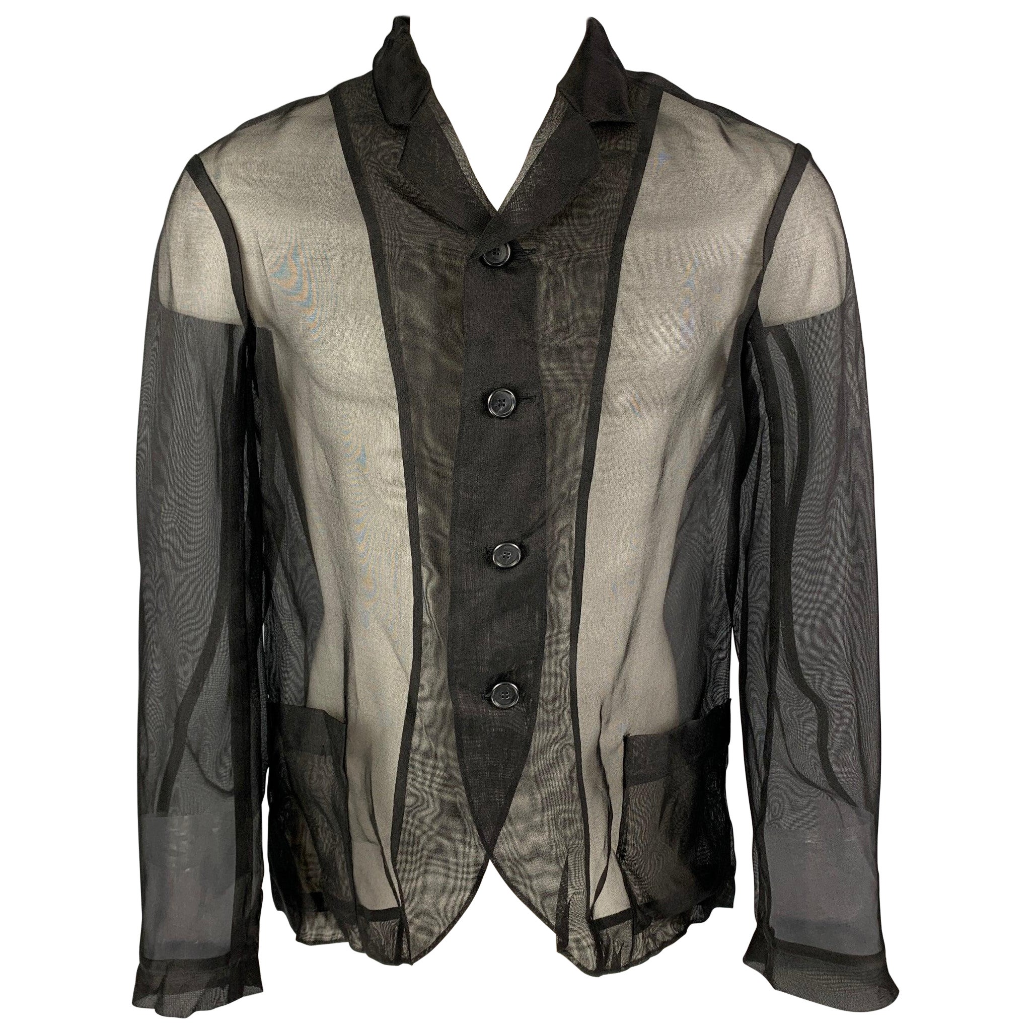 WALTER VAN BEIRENDONCK SS 16 Size 38 Black Multi-Color Silk Jacket For Sale