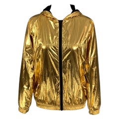 ZADIG & VOLTAIRE Size S Gold Polyamide Metallic Zip Up Jacket