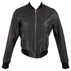 NEIL BARRETT Size L Black Distressed Leather Bomber Jacket