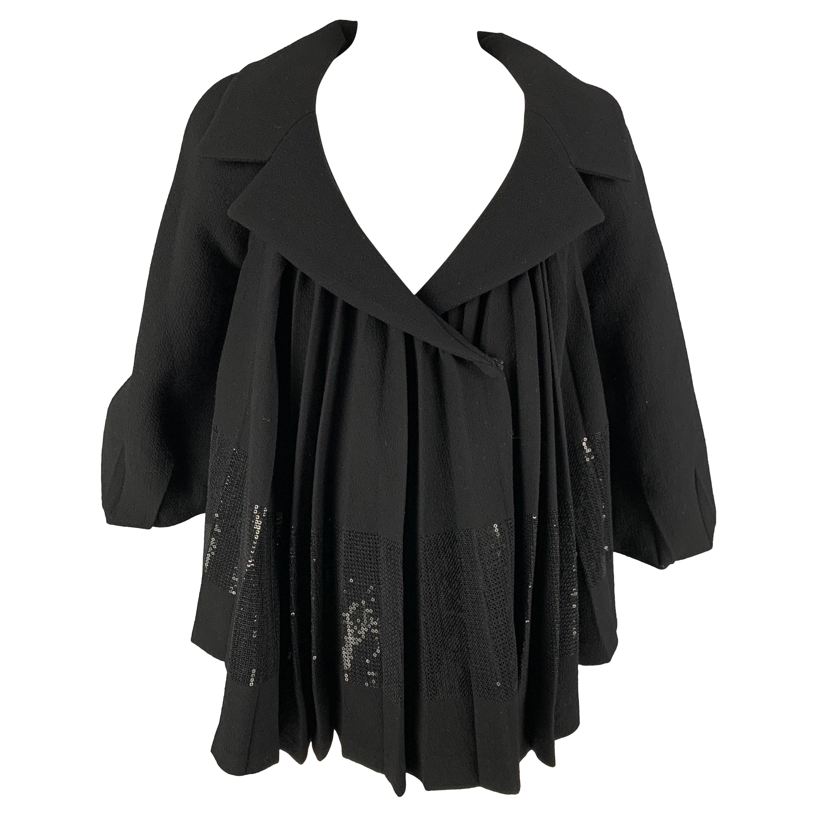 GIAMBATTISTA VALLI Size XS Black Virgin Wool Pleated Jacket For Sale