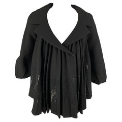 GIAMBATTISTA VALLI Size XS Black Virgin Wool Pleated Jacket
