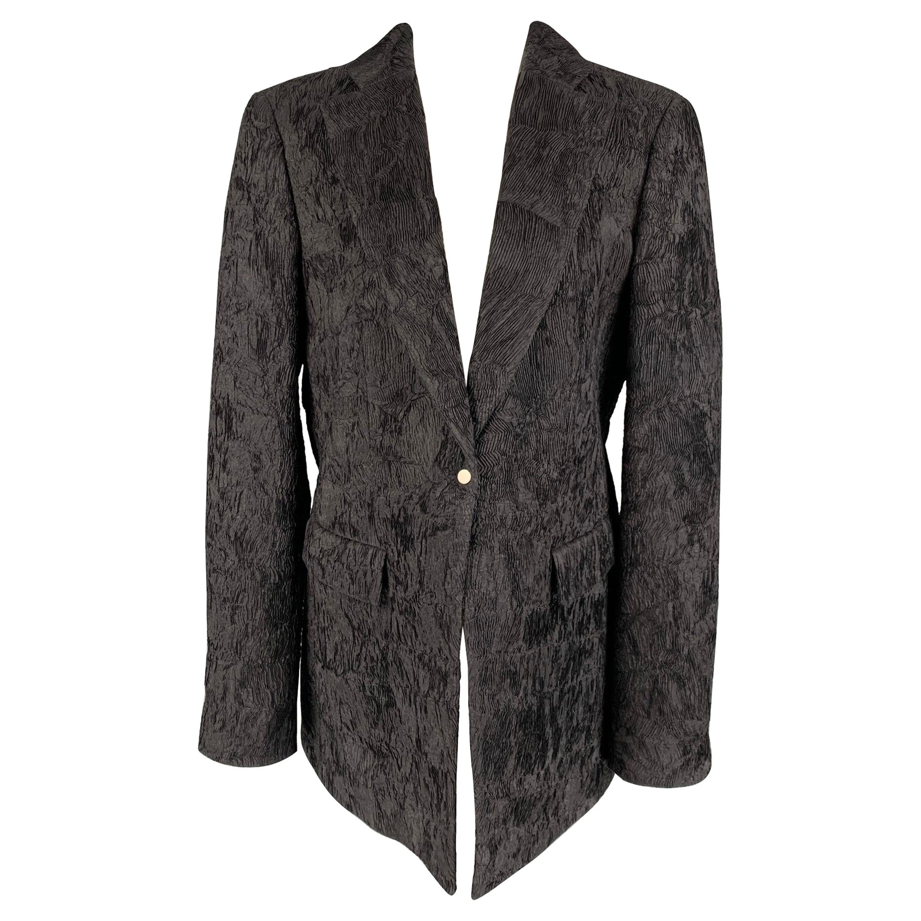 GIORGIO ARMANI Size 10 Black Silk Viscose Textured Jacket
