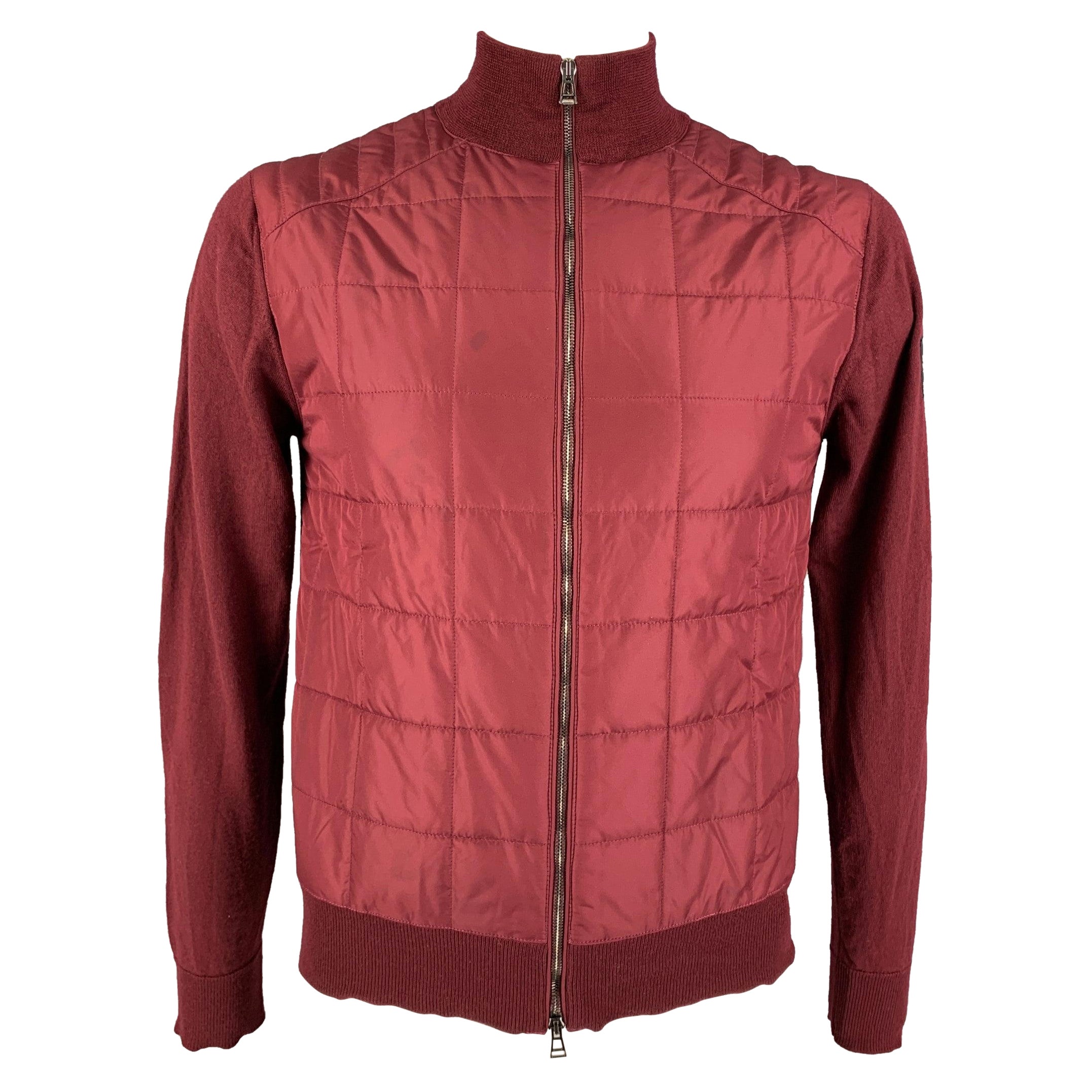 BELSTAFF Size L Burgundy Mixed Fabrics Wool Polyester Zip Up Jacket For Sale