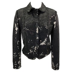 GIORGIO ARMANI Size M Black Sequined Cropped Jacket