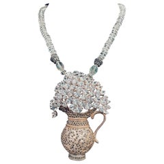 LB offers a Stunning, OOAK , Sterling and Crystal, Vintage Urn  Pendant necklace