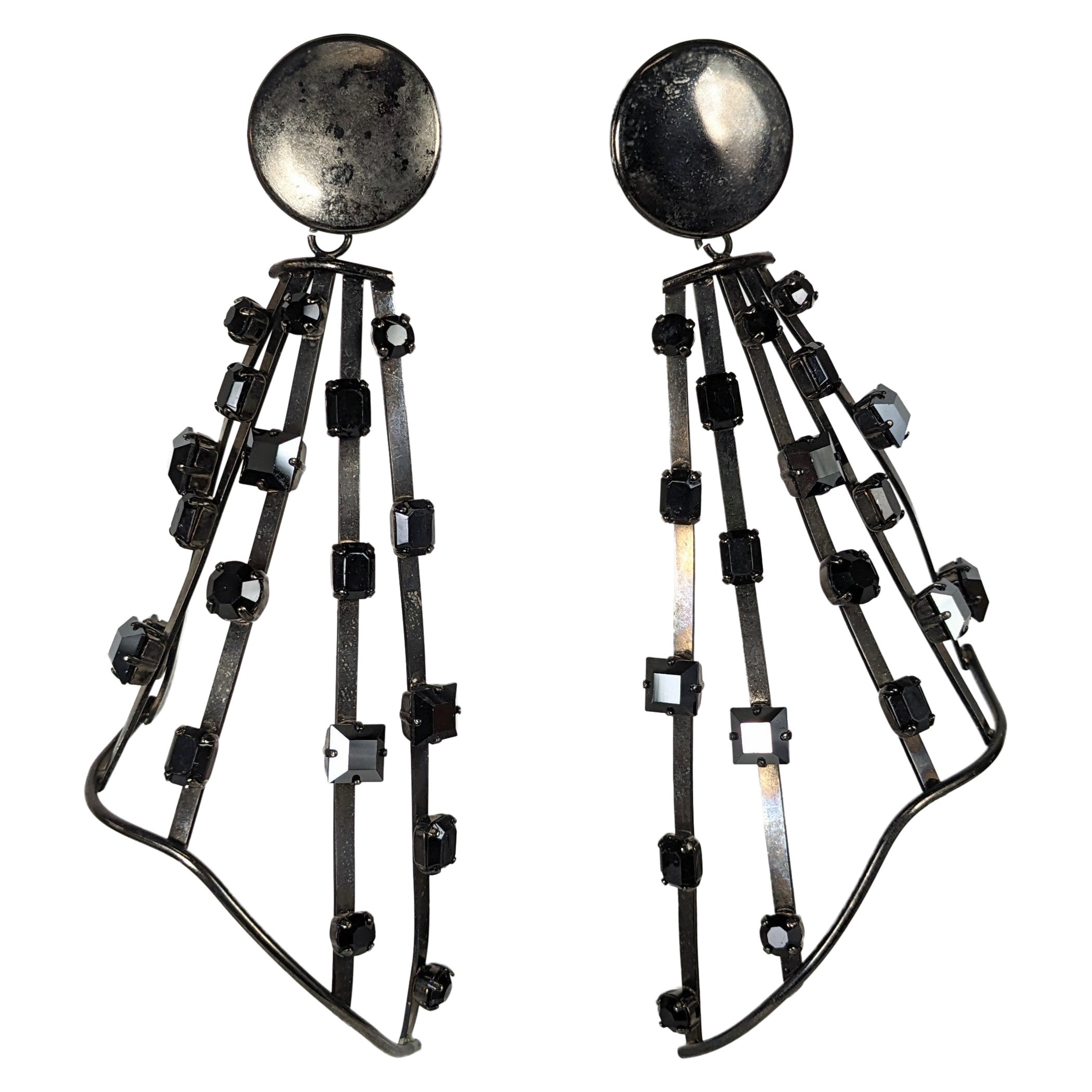 Claude Montana Massive Jeweled Cage Earrings, Claire De Nave