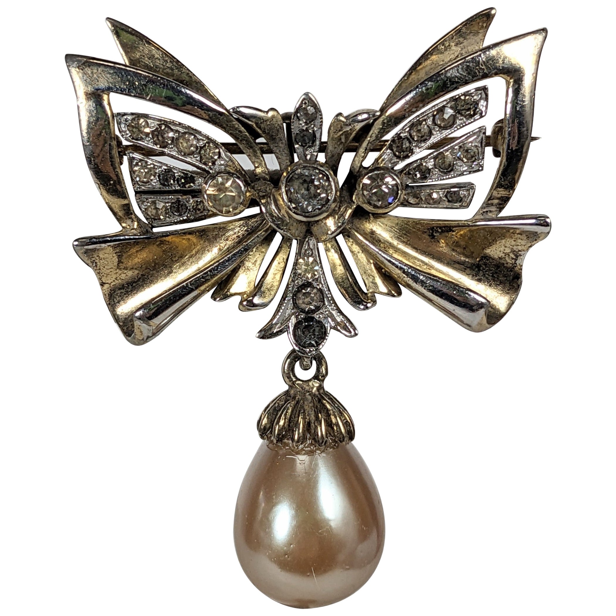 DeRosa Sterling Retro Bow Brooch For Sale