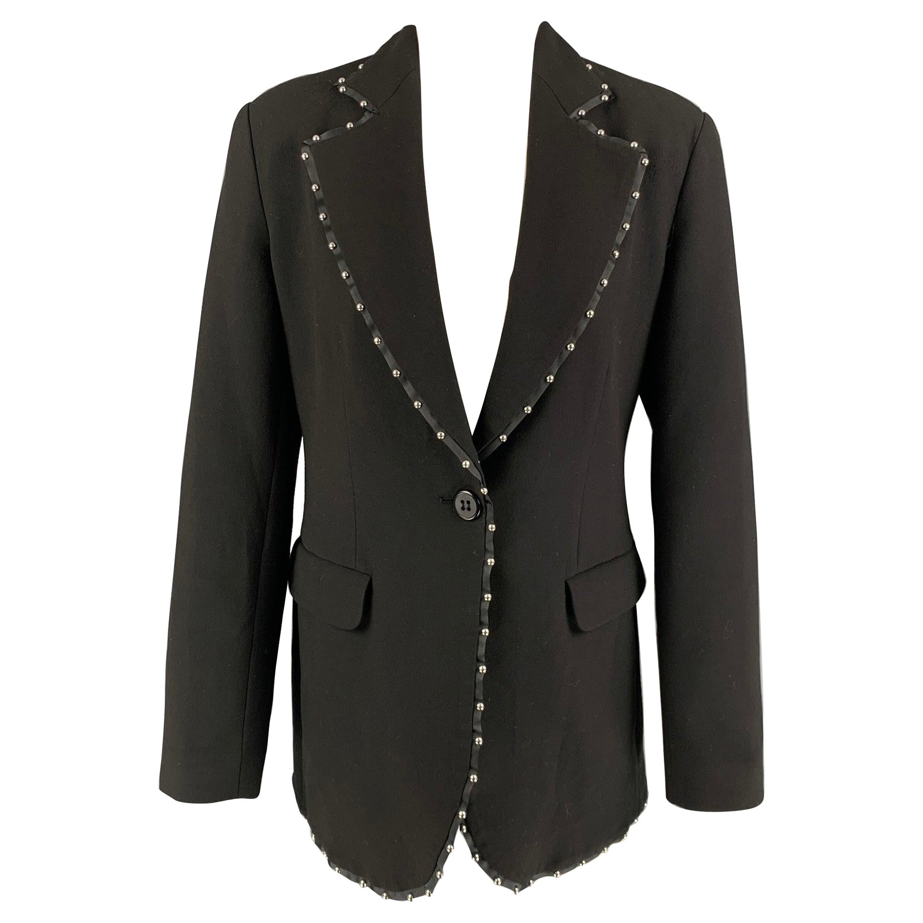 EMPORIO ARMANI Size M Black Wool Blend Studded Jacket Blazer For Sale