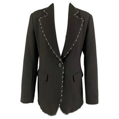 Used EMPORIO ARMANI Size M Black Wool Blend Studded Jacket Blazer