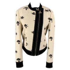 DEREK LAM Size 6 Cream Black Marbled Boucle Cotton Jacket