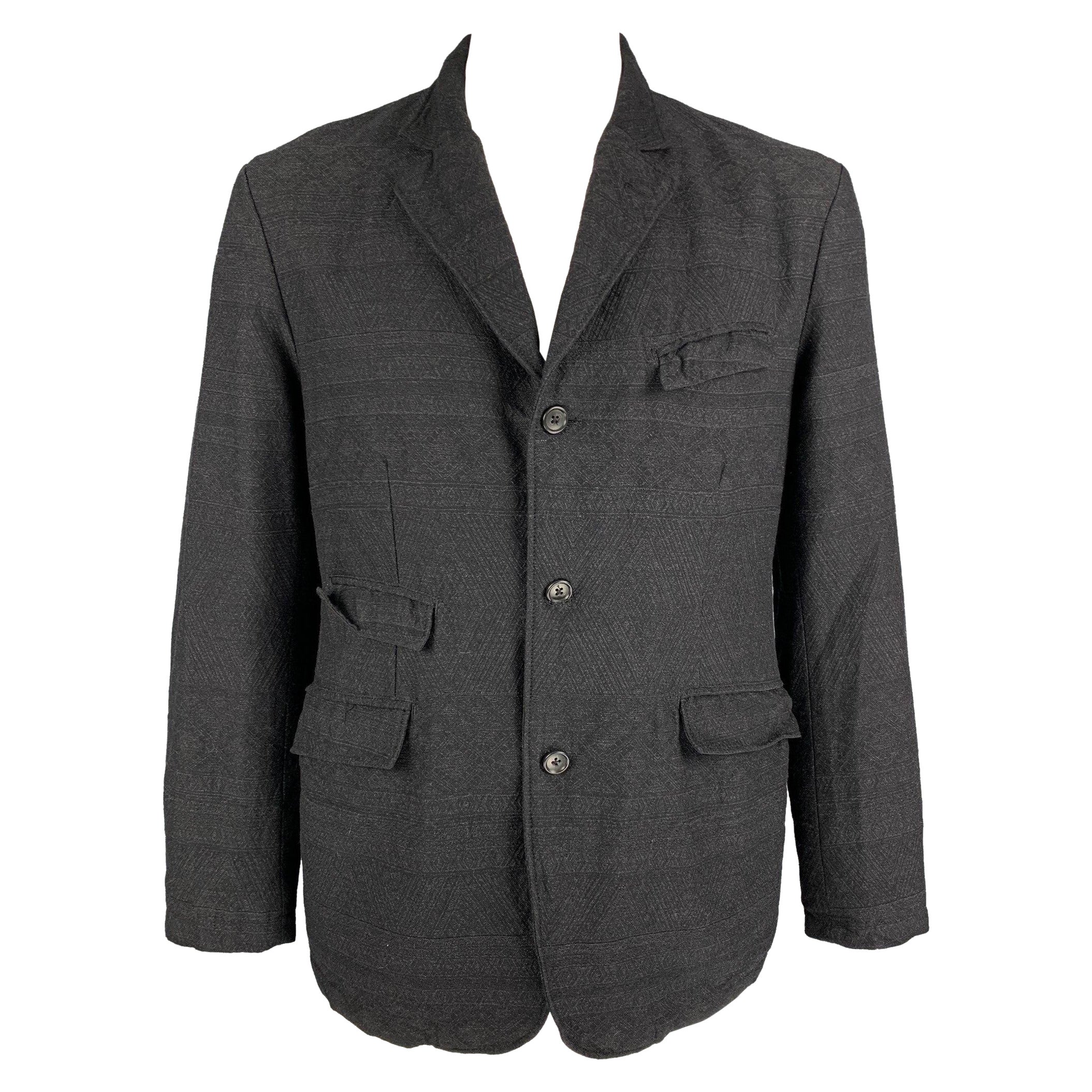 ENGINEERED GARMENTS Size XL Charcoal Textured Cotton / Wool Notch Lapel Jacket For Sale