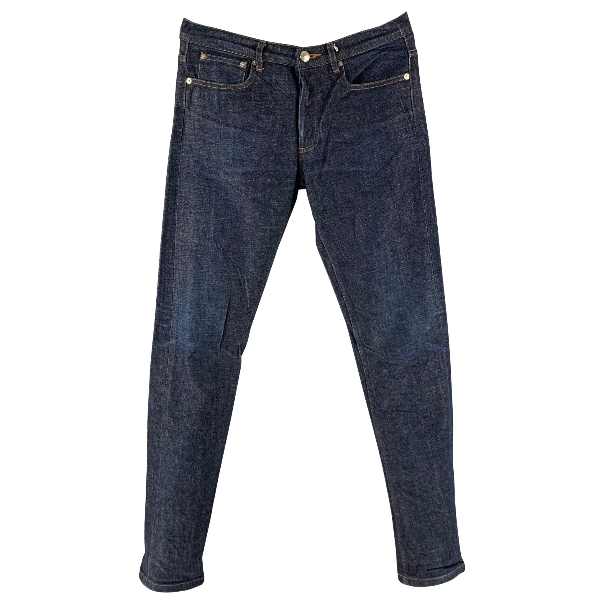 A.P.C. Size 29 Blue Indigo Cotton Tapered Button Fly Jeans