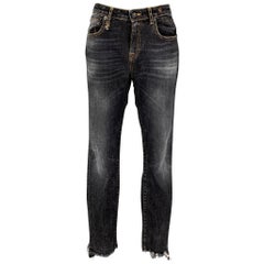 R13 Größe 30 Indigofarbene Jeans aus Baumwollmischung im Used-Look
