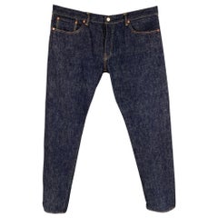 TCB Jeans Size 40 Indigo Contrast Stitch Selvedge Denim Button Fly Jeans