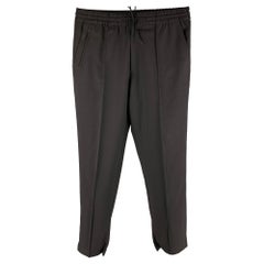 Y-3 Taille L Black Solid Wool Polyester Elastic Waistband Casual Pantalon