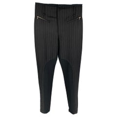 JOHN RICHMOND Taille 32 Pantalon décontracté à rayures noires en nylon mélangé avec fermeture éclair