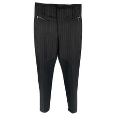 JOHN RICHMOND Taglia 32 Pantaloni casual con zip a righe nere in misto nylon