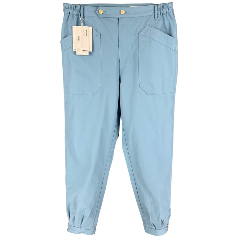 VISVIM Size L Light Blue Cotton Zip Fly Carroll Trouser Pants at 