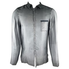 EMPORIO ARMANI Size M Grey Ombre Cupro Hidden Buttons Long Sleeve Shirt (Chemise à manches longues avec boutons cachés)