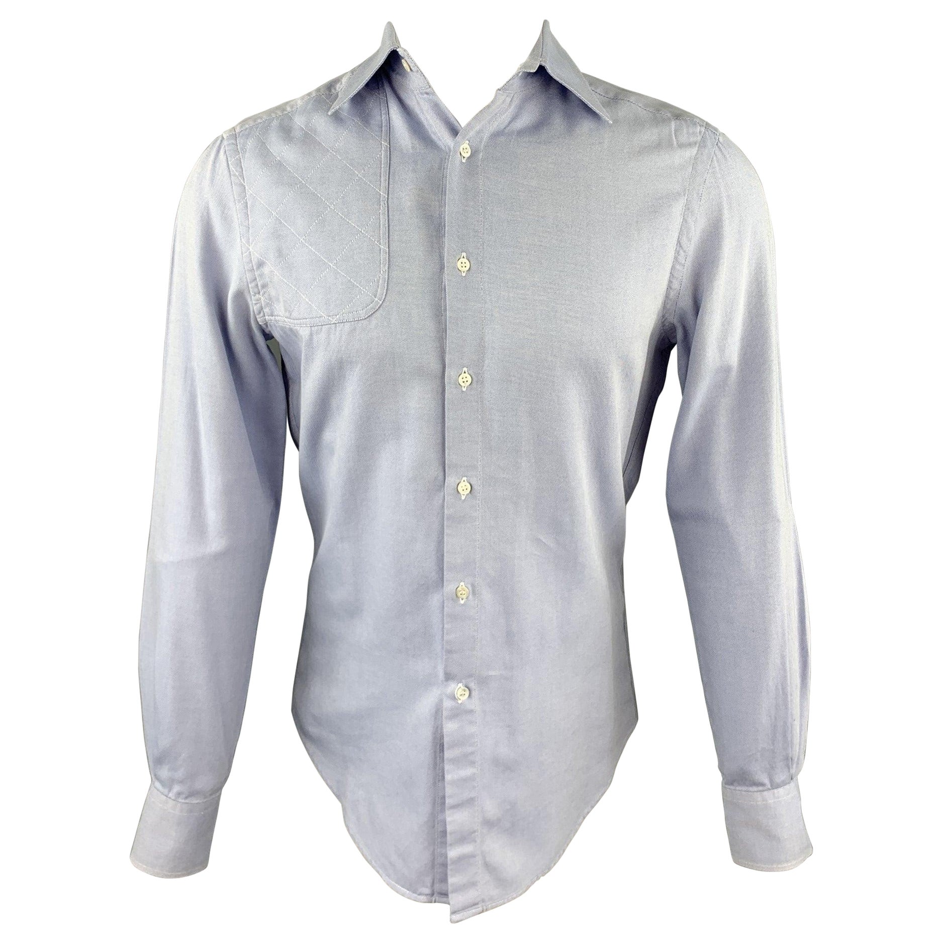 MICHAEL BASTIAN Size S Light Blue Cotton Button Up Long Sleeve Shirt For Sale