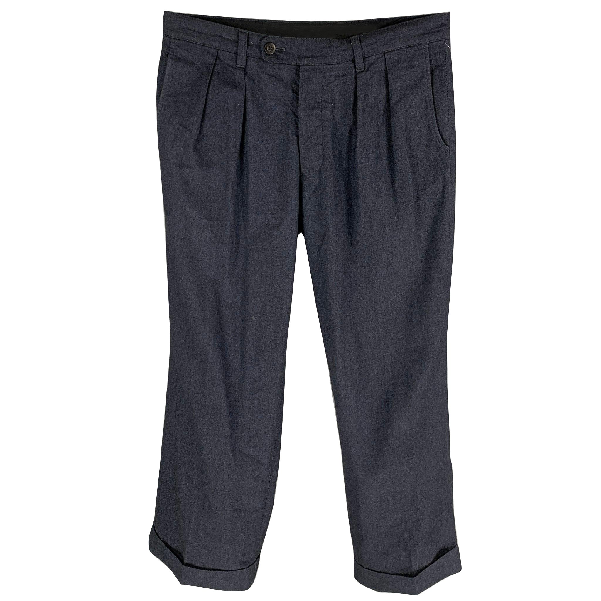 TS (S) Size M Indigo Cotton Blend Pleated Casual Pants For Sale