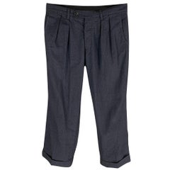 TS (S) Size M Indigo Cotton Blend Pleated Casual Pants