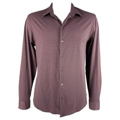 EMPORIO ARMANI Size XXL Black Burgundy Nailhead Long Sleeve Shirt