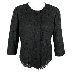BLACK FLEECE Größe M Black Cotton Blend Lace Cropped Jacket