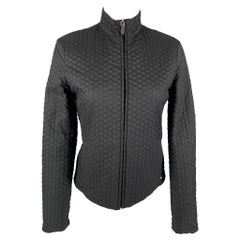 JIL SANDER Size 4 Black Polyester Blend Textured Reversible Jacket