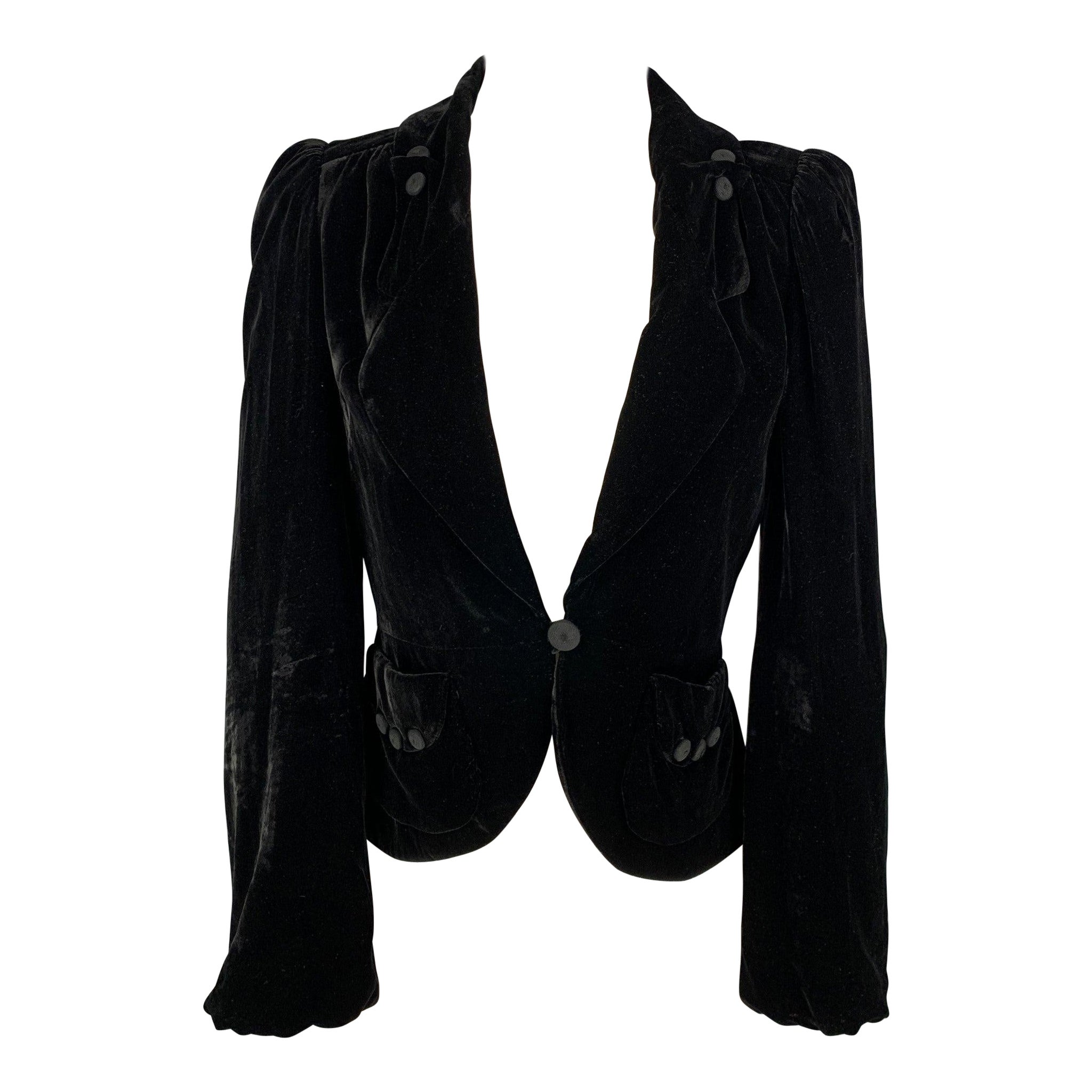 MARC JACOBS Giacca di velluto in misto rayon nero taglia 2
