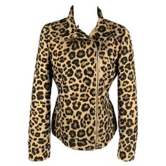 Used GIORGIO ARMANI Size 6 Tan Black Polyester Animal Print Jacket