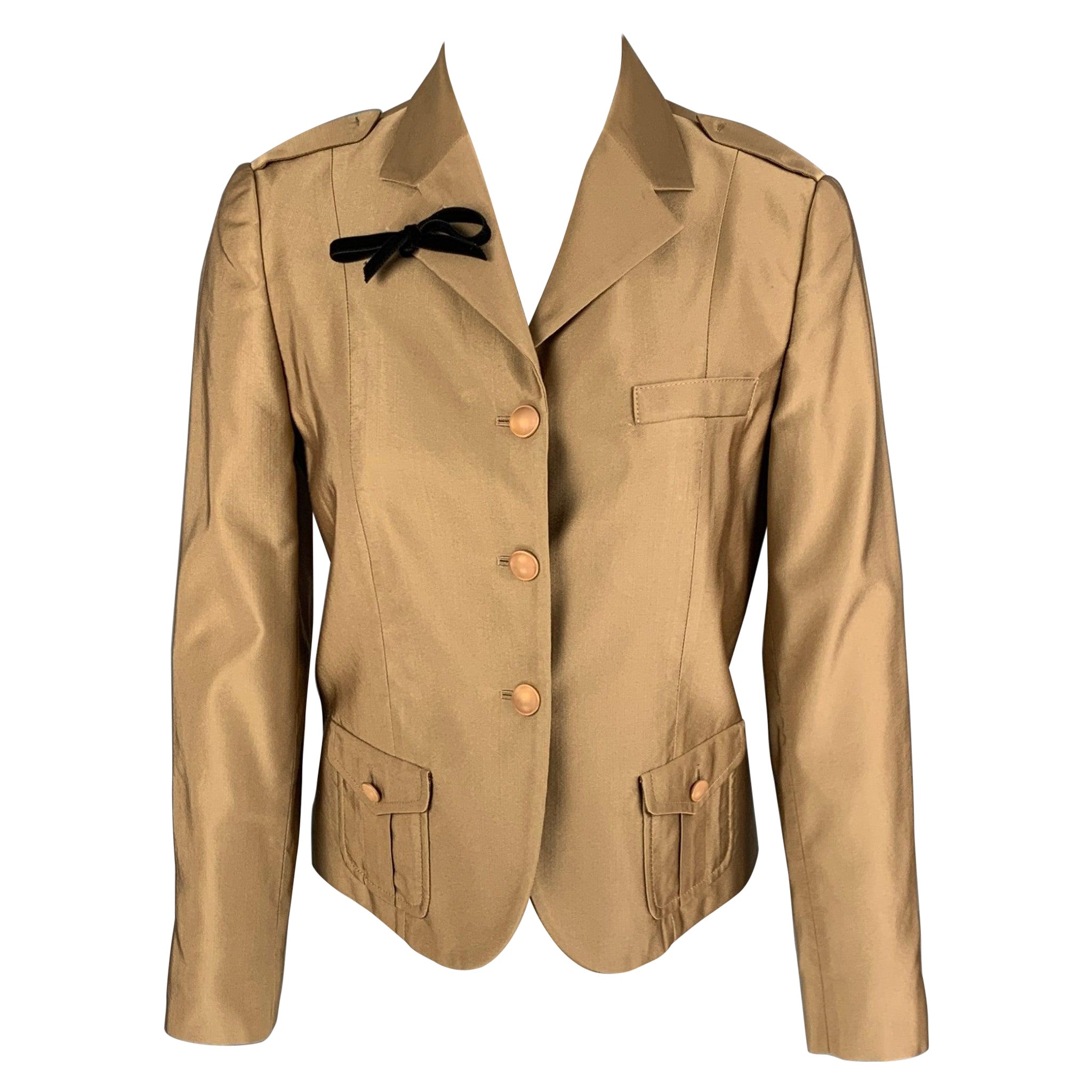 PRADA Taille 6 Copper Wool Silk Single Breasted Jacket Blazer en vente