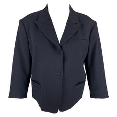 DRIES VAN NOTEN Taille 8 Veste à revers en laine mélangée bleu marine