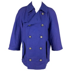 MARNI Size 8 Blue Polyamide Blend Double Breasted Jacket