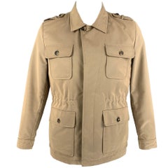 ISAIA Größe 40 Khakifarbene Jacke aus Baumwolle / Polyester mit versteckter Platte