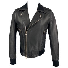 BALMAIN by Olivier Rousteing Schwarze Motorradjacke aus Leder, Größe 38