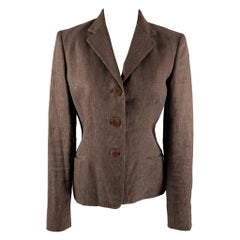 RALPH LAUREN 'COLLECTION by'  Taglia 6 in lino marrone con punto a contrasto  Blazer