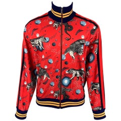 GUCCI by Alessandro Michele H/W 17 Größe M Rote Jacke aus Polyester-Baumwoll mit Grafikmuster