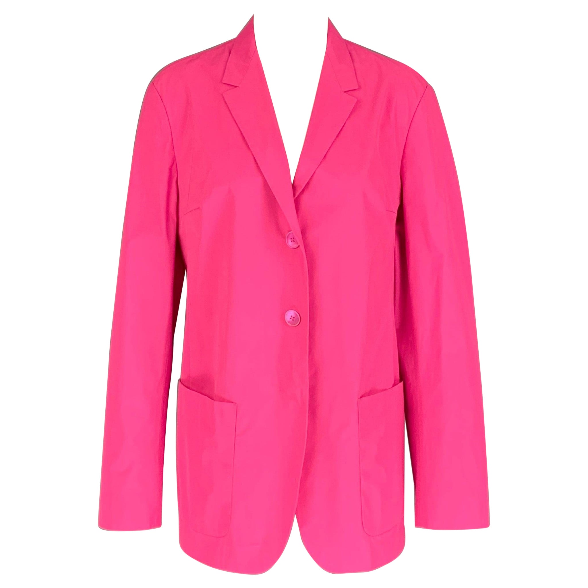 JIL SANDER Pink Polyester Solid Notch Lapel Size M Jacket For Sale