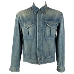 RRL by RALPH LAUREN Größe L Blaue Jacke aus Baumwolle im Used-Look